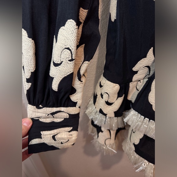 ALEXIS Rimini‎ Tassel Embroidered Floral Black and White Mini Dress Size S - Picture 8 of 14